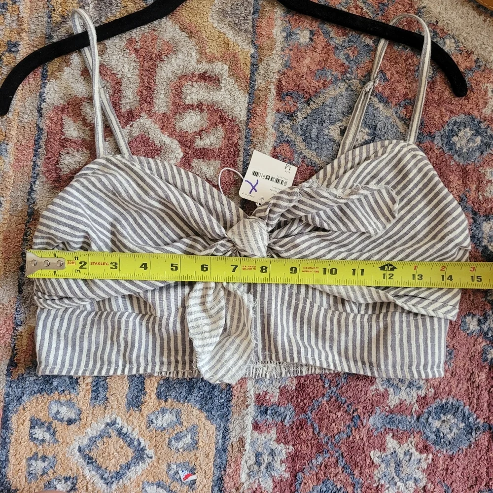 Free People NWT One Railroad Twin‎ Ties Striped Tie Top Cropped Medium